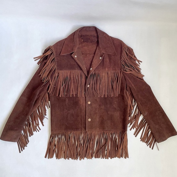 Womens Vintage Genuine Leather Fringe Western Brown Cowgirl Button Up Jacket - Picture 6 of 16